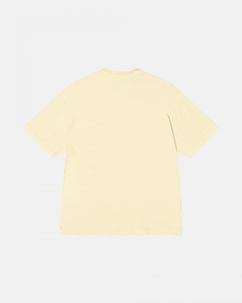 Yellow Stussy Pig. Dyed Inside Out Crew Men's Tees Jakarta | Indonesia MRZ-4489