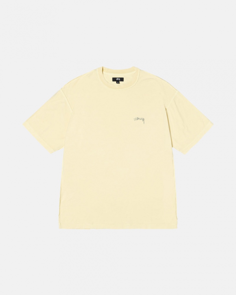 Yellow Stussy Pig. Dyed Inside Out Crew Men\'s Tops Jakarta | Indonesia QLL-4505