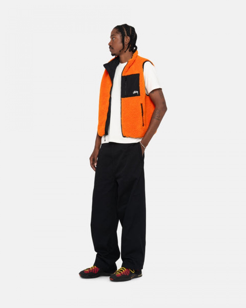 Yellow Stussy Sherpa Reversible Vest Men's Vest Jakarta | Indonesia OAP-5433