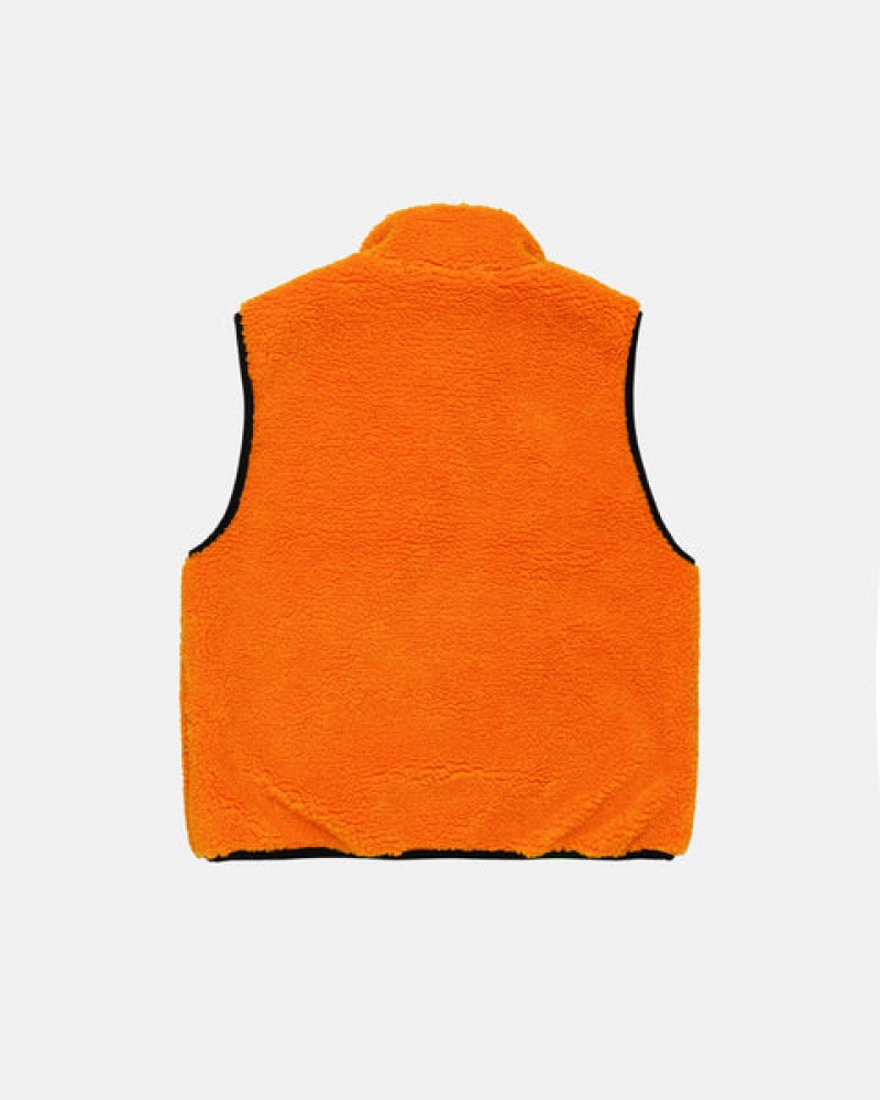 Yellow Stussy Sherpa Reversible Vest Men's Vest Jakarta | Indonesia OAP-5433